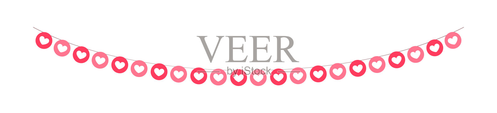 情人节红心旗帜矢量插图剪贴画插画图片素材