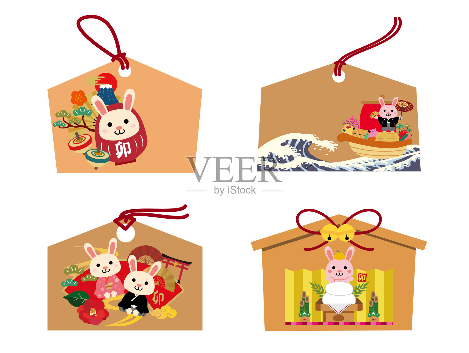 2023年兔年贺年卡插画图片素材