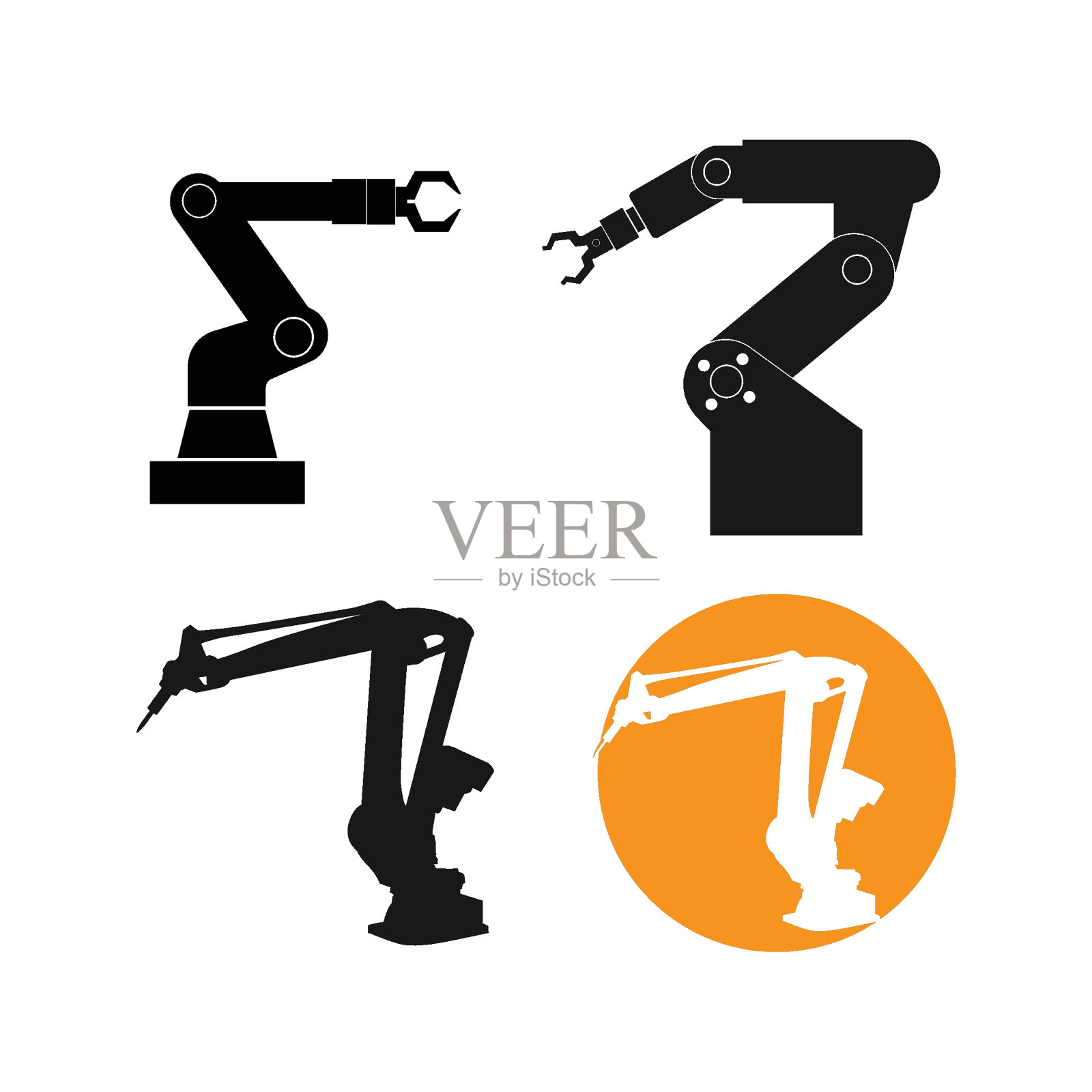 工业机器人图标矢量插画图片素材