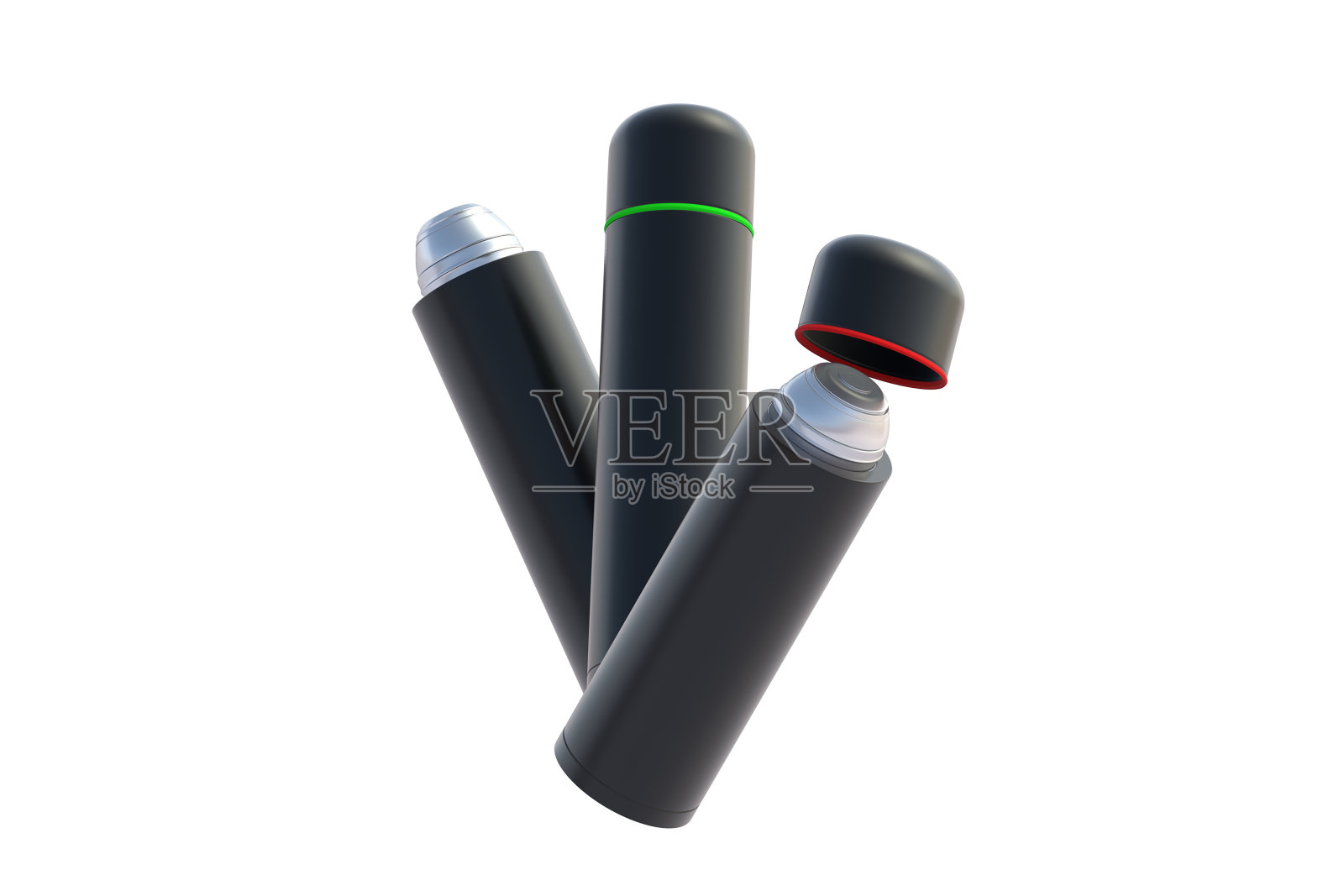 白色背景的现代保温瓶。三维渲染照片摄影图片