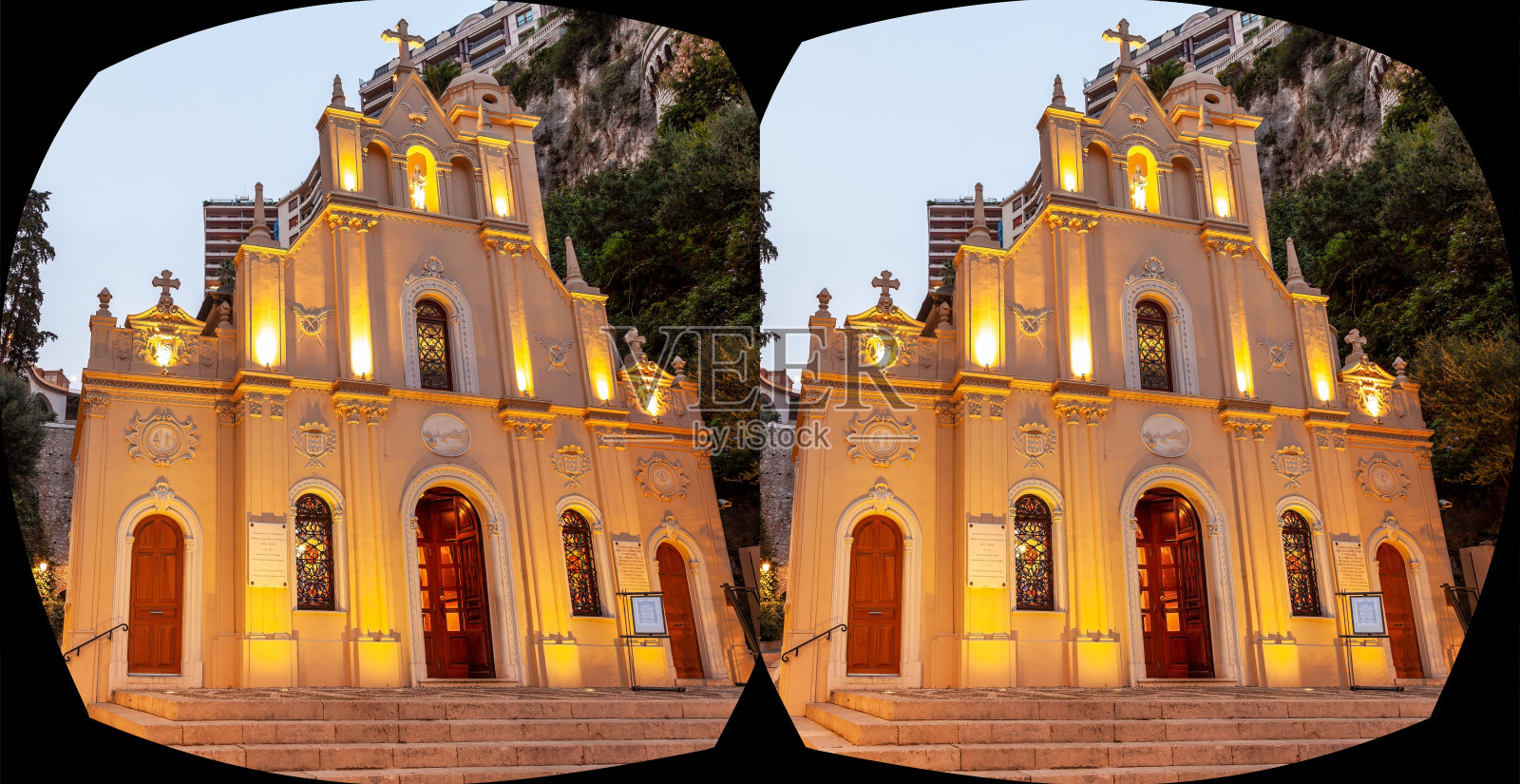 摩纳哥圣奉献教堂立体VR照片摄影图片
