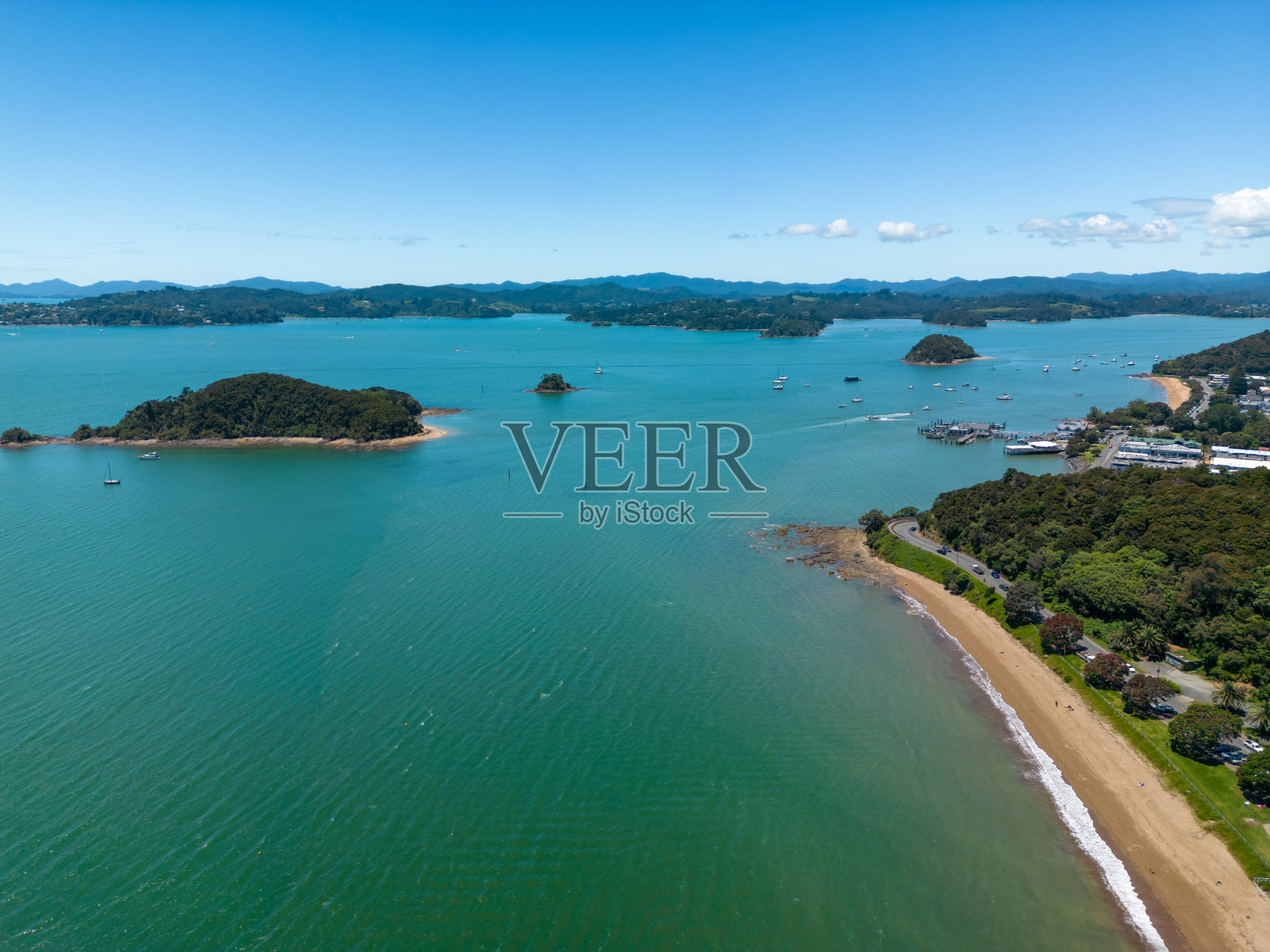 新西兰群岛湾鸟瞰图照片摄影图片