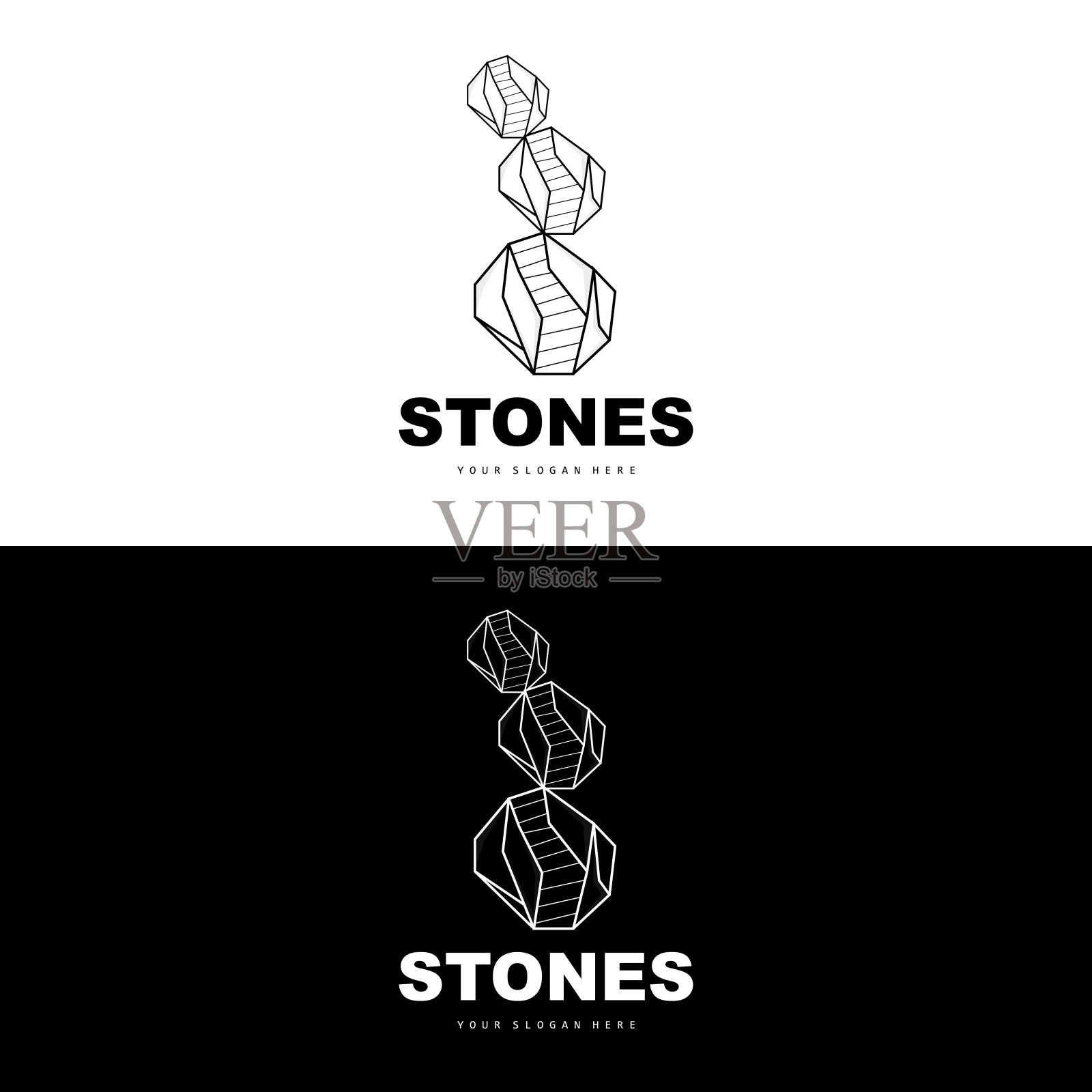 石头图标，矢量石头现代几何线风格，设计为审美装饰，品牌现代产品，简单的图标抽象美学几何线设计元素图片