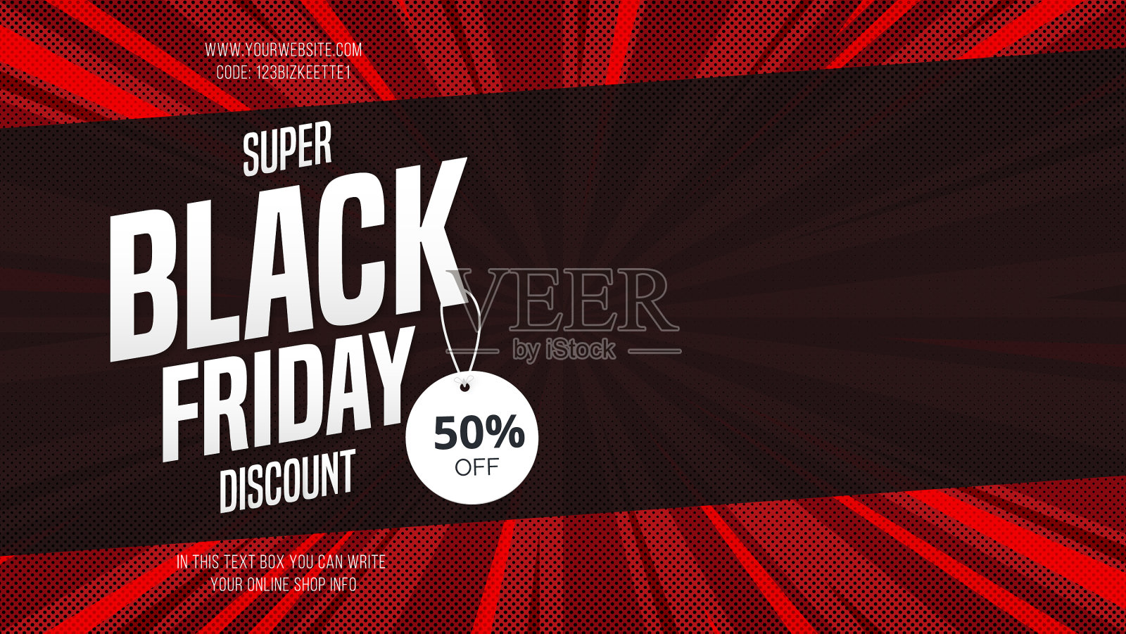 黑色星期五销售横幅与红色漫画设计元素图片