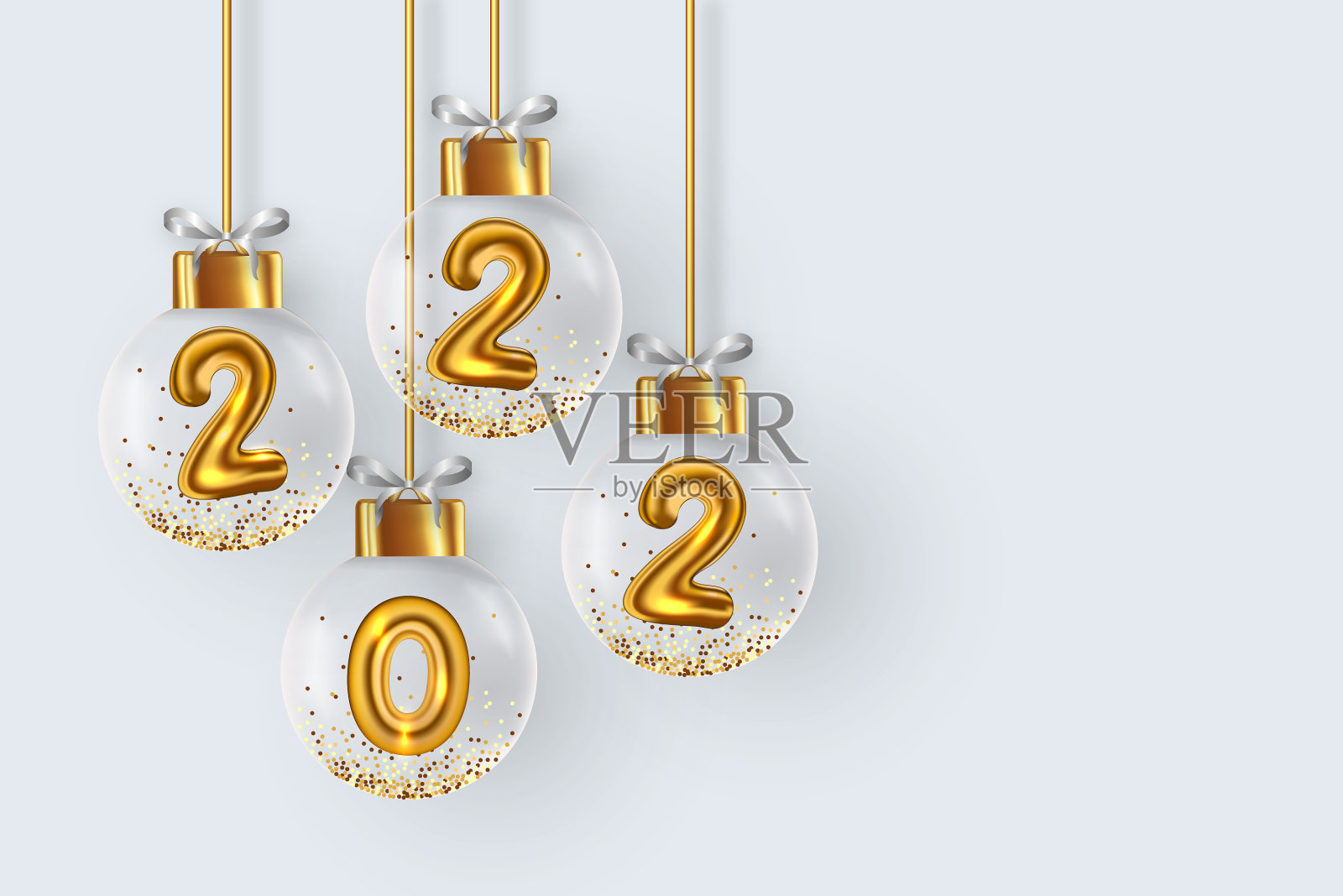 现实的2022年新年快乐横幅与3d插画图片素材