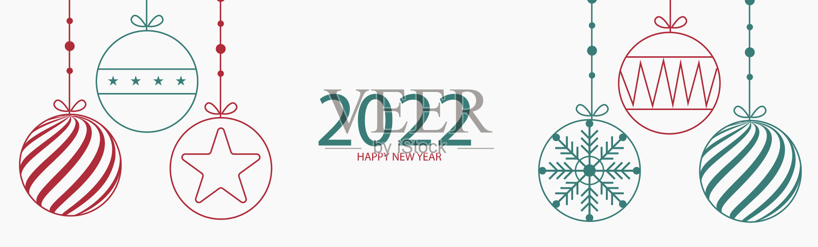 用圣诞装饰祝你2022年新年快乐插画图片素材