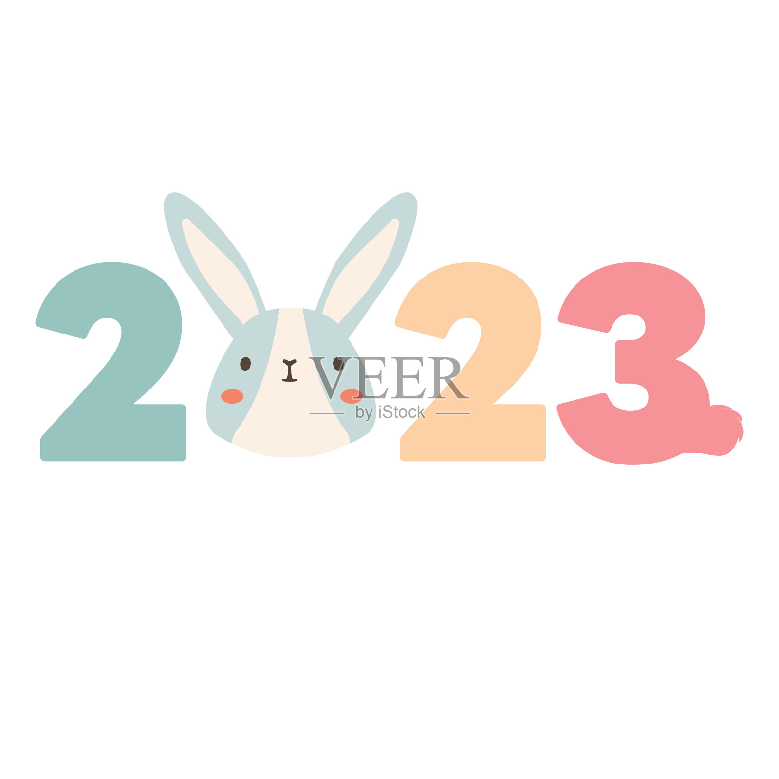 2023年新年快乐，兔子概念插画图片素材