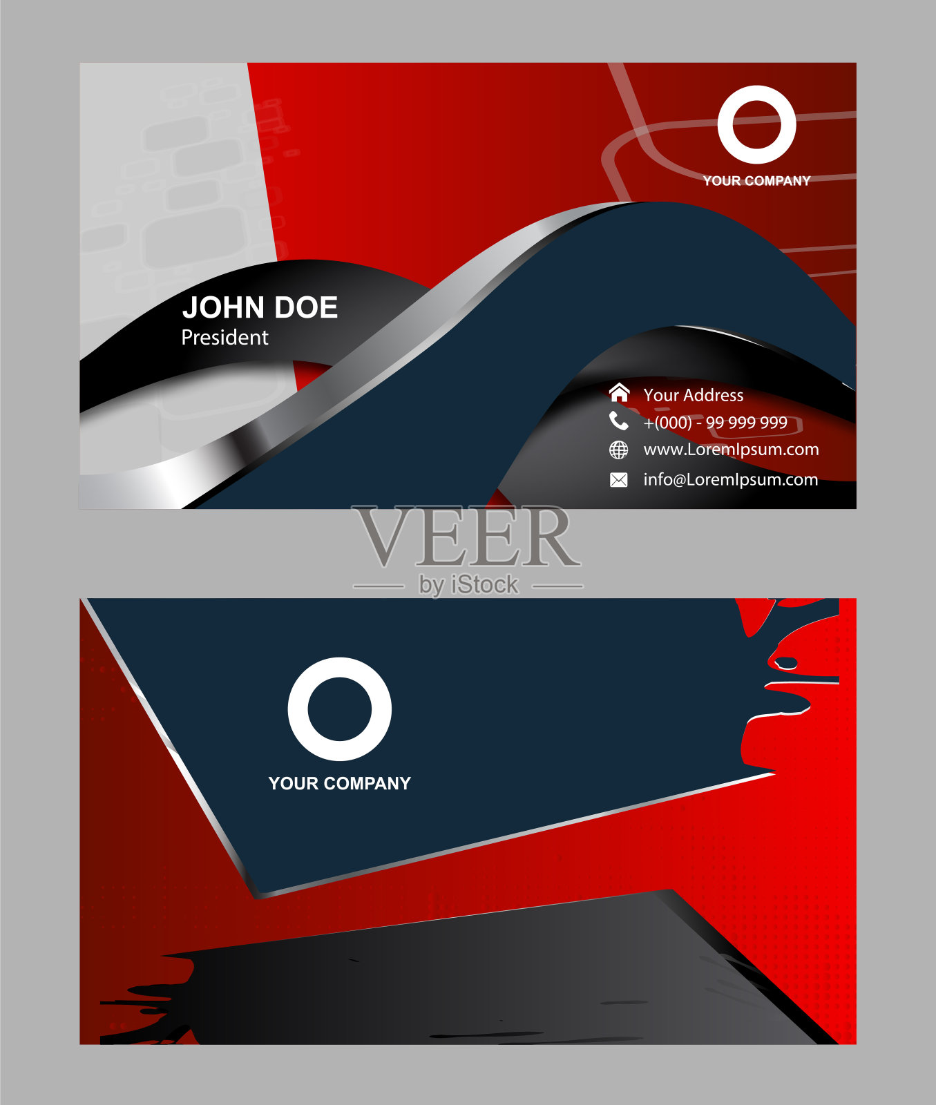 深红色名片设计模板素材