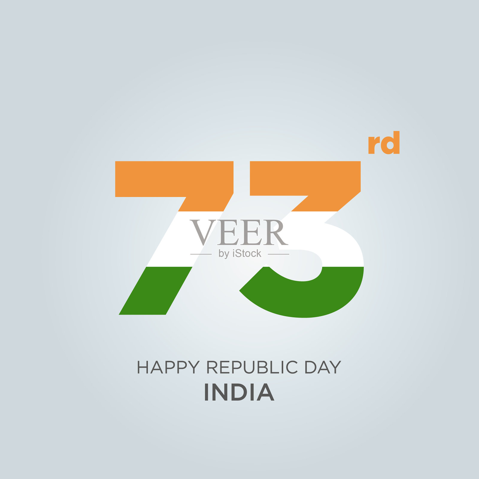 共和日快乐，印度设计。1月26日，印度庆祝第73个共和国日，73号由印度国旗制成。插画图片素材
