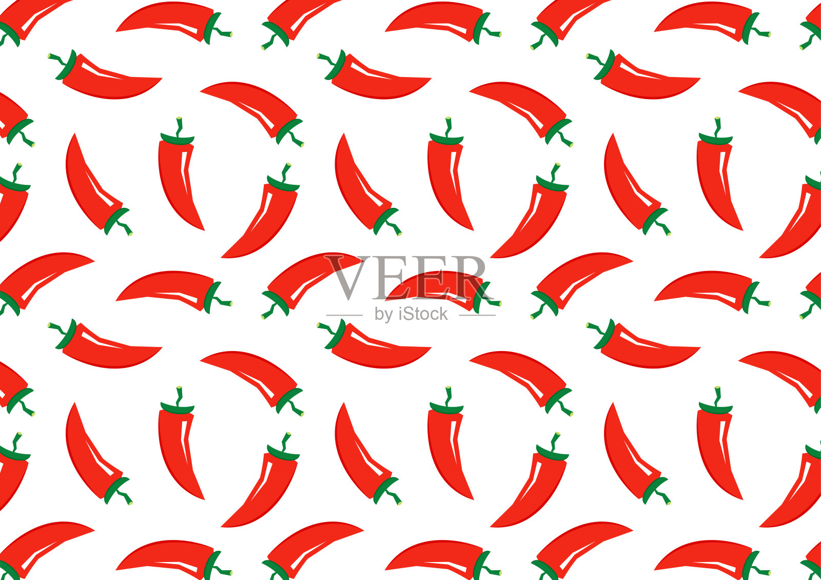 辣椒涂鸦图案壁纸。白色背景上的辣椒图案。插画图片素材