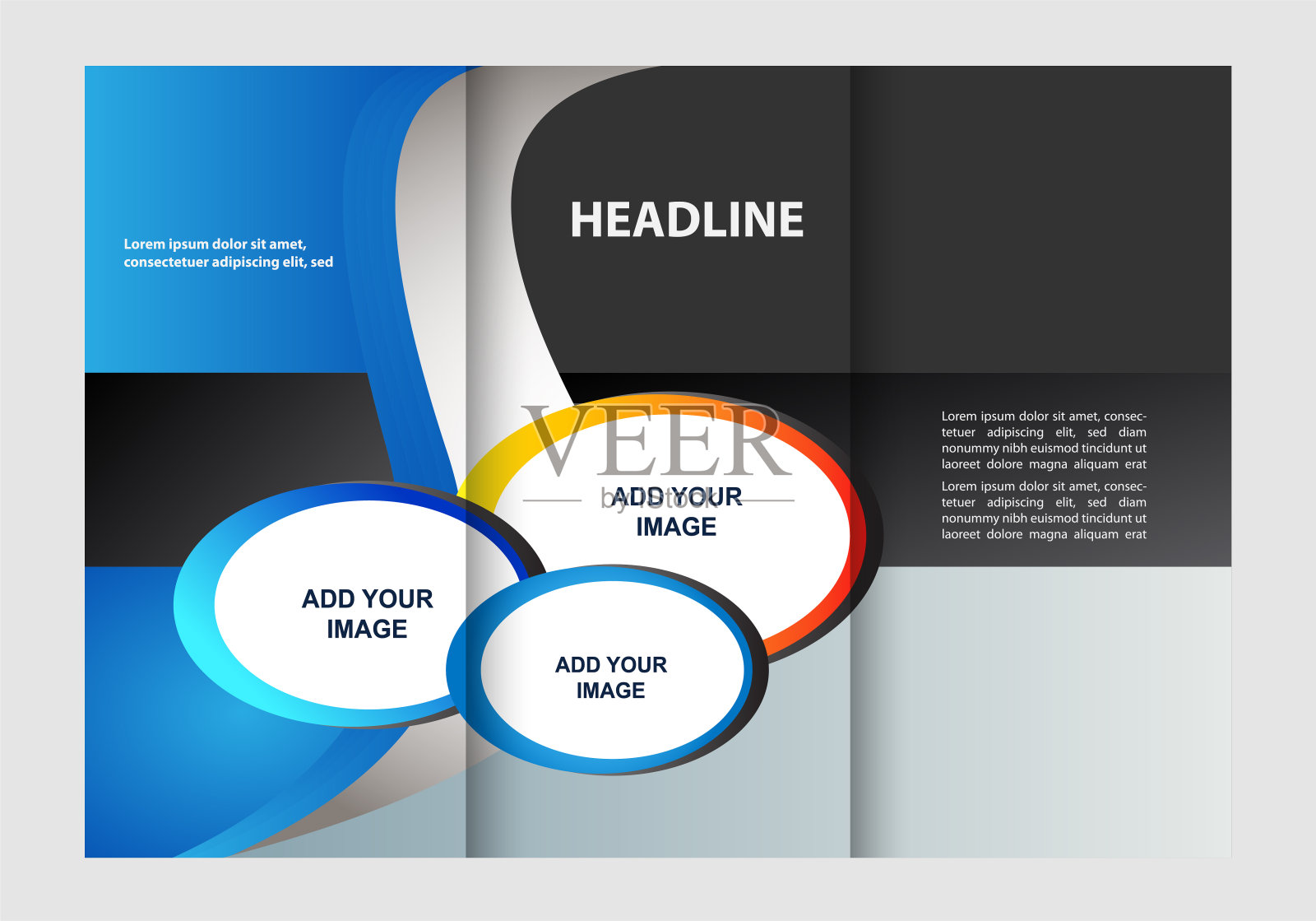 宣传册设计模板。抽象的背景。用于商业、教育、广告。三叶小册子可编辑印刷矢量插图插画图片素材