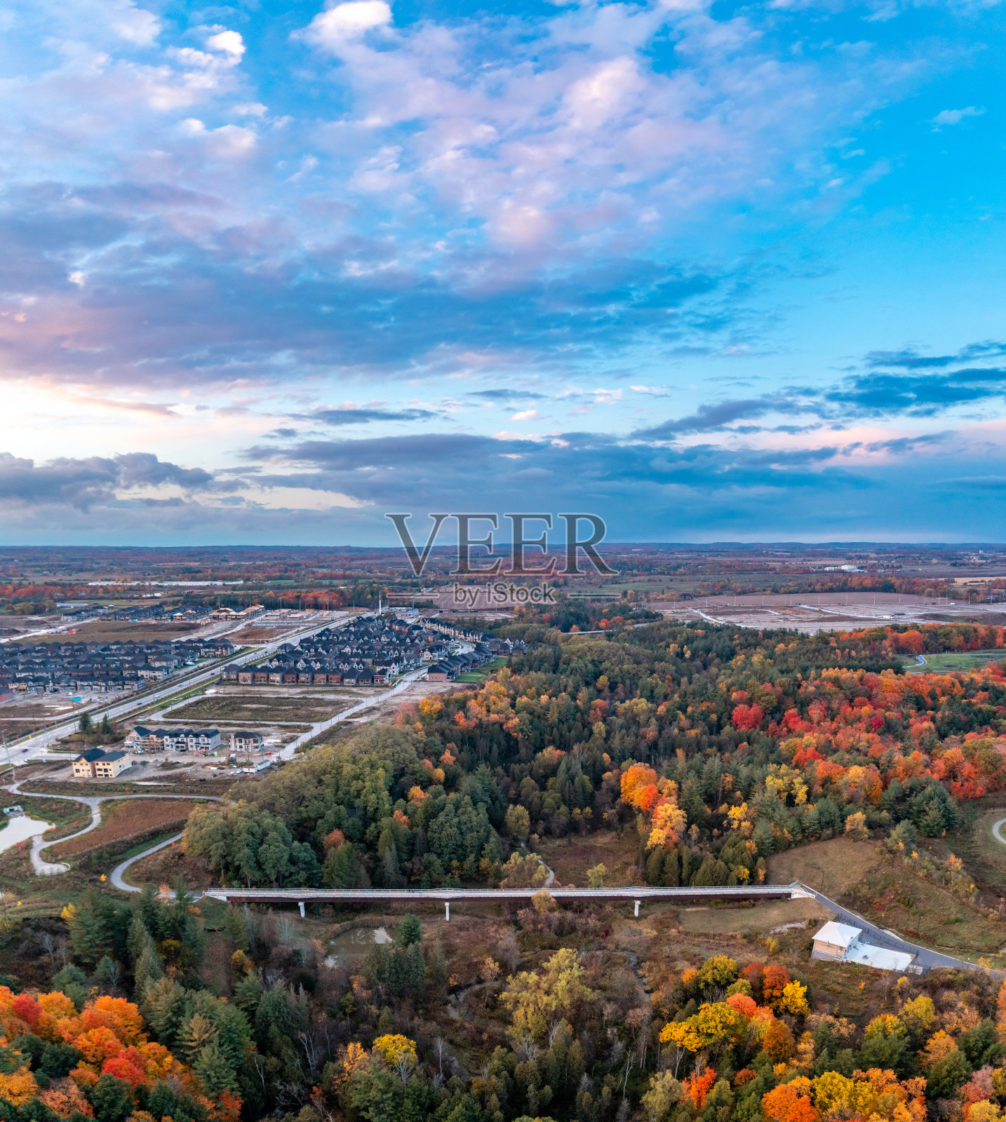 多色树叶在邻近公园韦斯顿路和麦肯齐博士，伍德布里奇，加拿大照片摄影图片