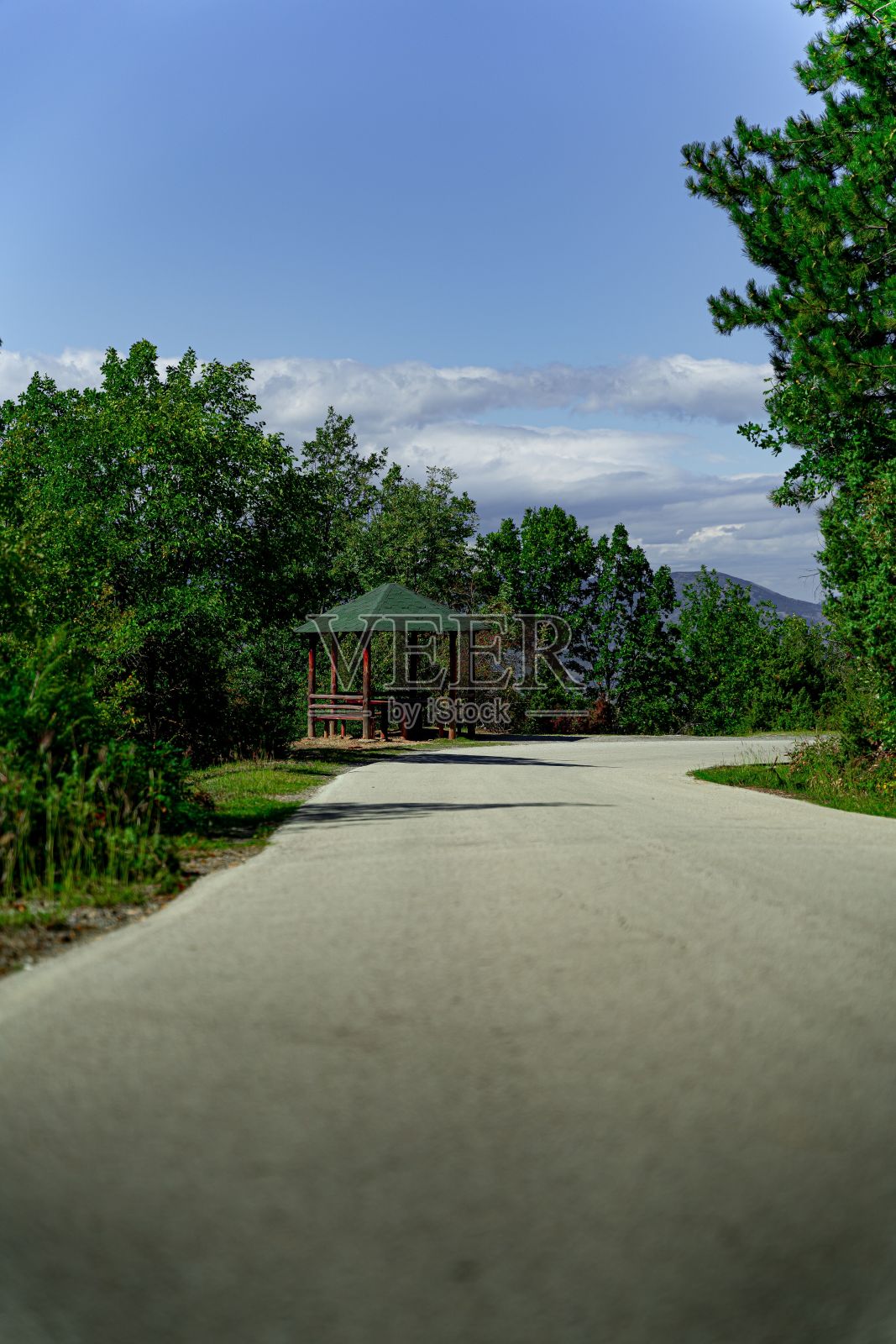 通往马其顿斯科普里圣潘特莱蒙的绿意环绕的小路照片摄影图片