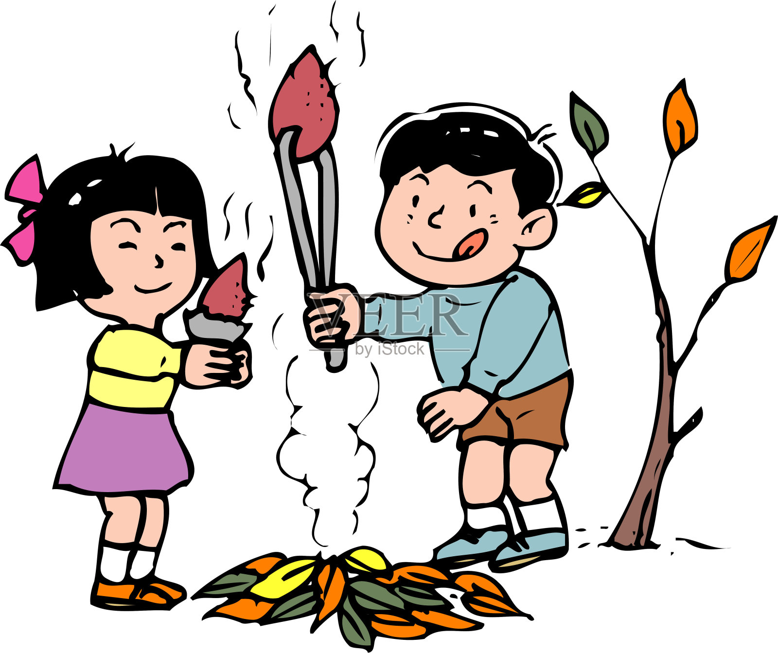 篝火插画图片素材