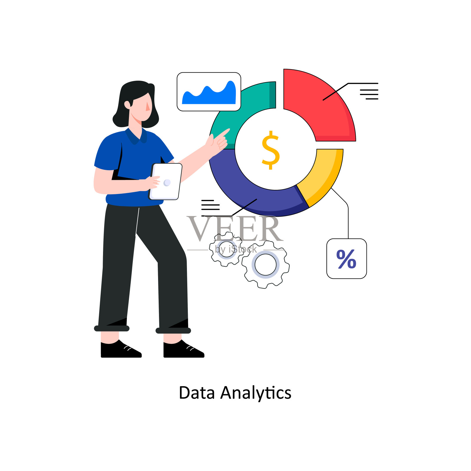 数据分析平面风格设计矢量插图。股票插图插画图片素材