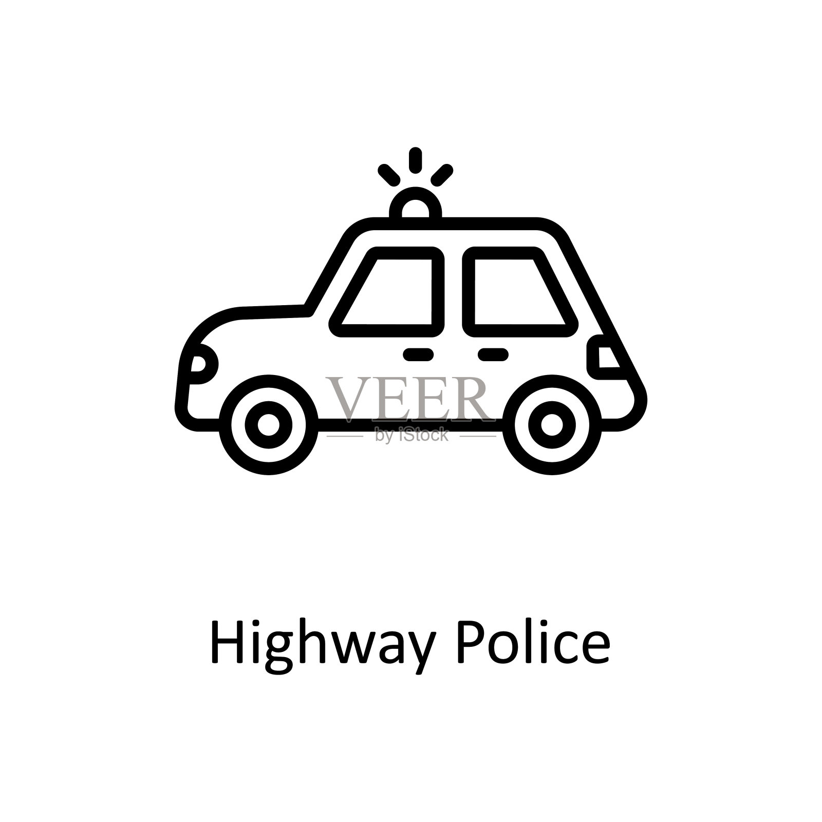 公路警察矢量轮廓图标设计说明。执法符号白色背景EPS 10文件插画图片素材