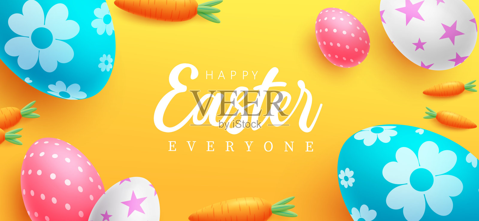 快乐复活节彩蛋矢量设计。复活节祝福文字与图案彩蛋装饰元素为节日。插画图片素材