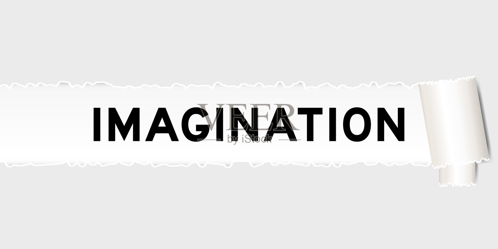 撕掉的灰色纸背景下有文字想象撕掉的部分插画图片素材