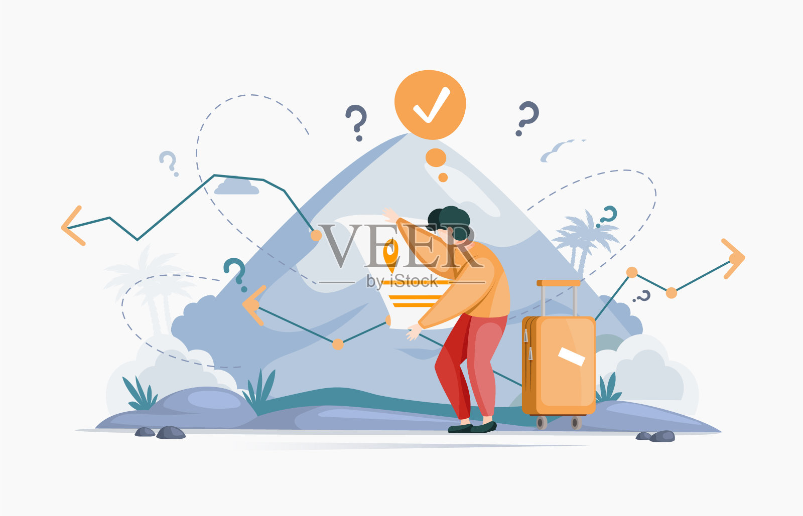 使道路选择混乱。人思考问题的解决方案，选择人的概念插画图片素材