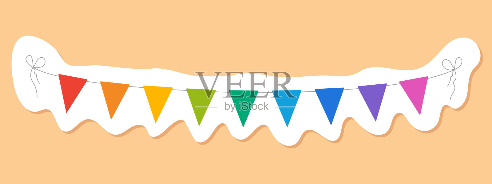 生日装饰贴纸，生日派对彩色锦旗，矢量插图设计元素图片