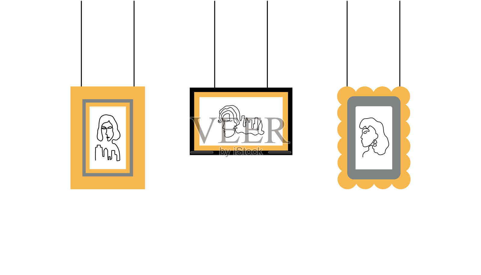 相框。肖像。插画图片素材