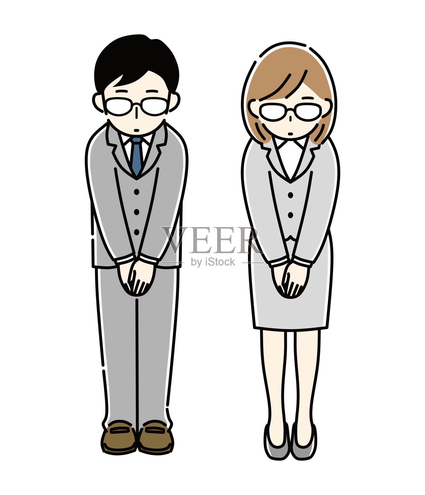 一个商务人士鞠躬的插图。插画图片素材