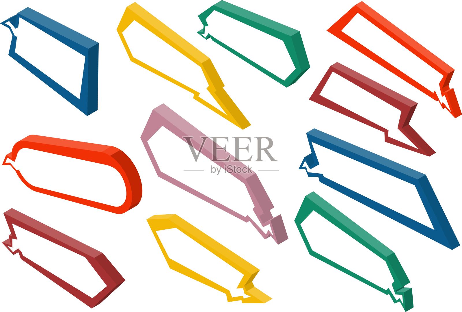 色彩鲜艳，流行的等距风格的爆裂套装，没有主线插画图片素材