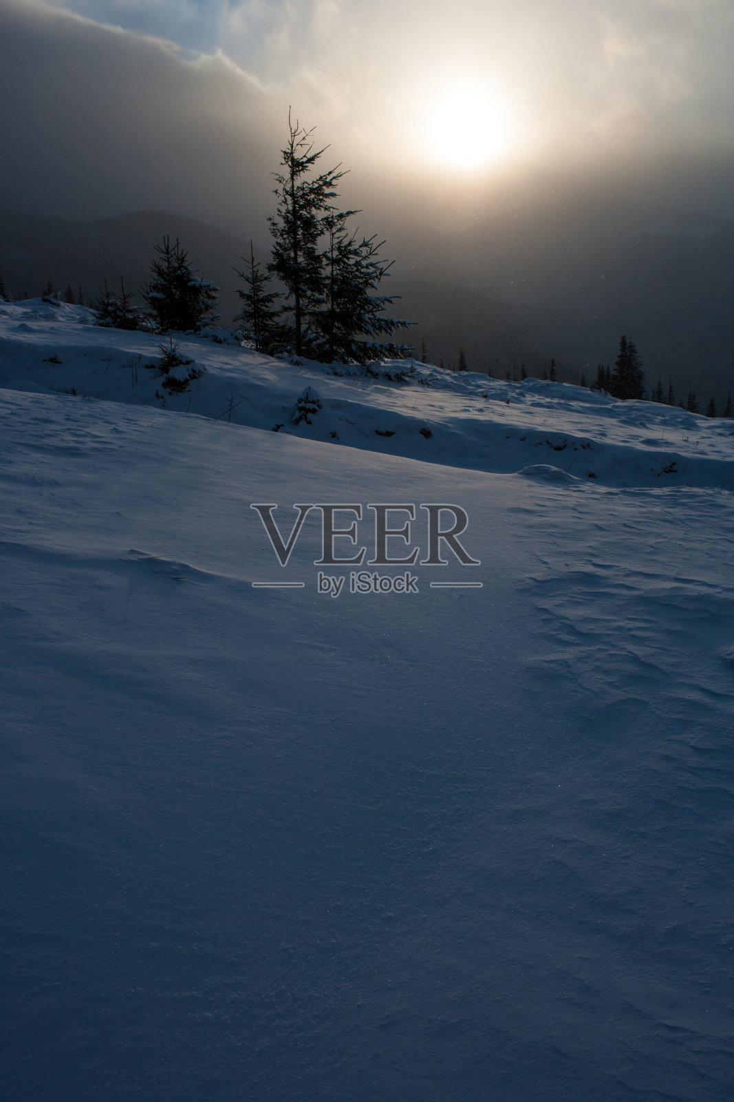 喀尔巴阡山脉的冬季景观照片摄影图片