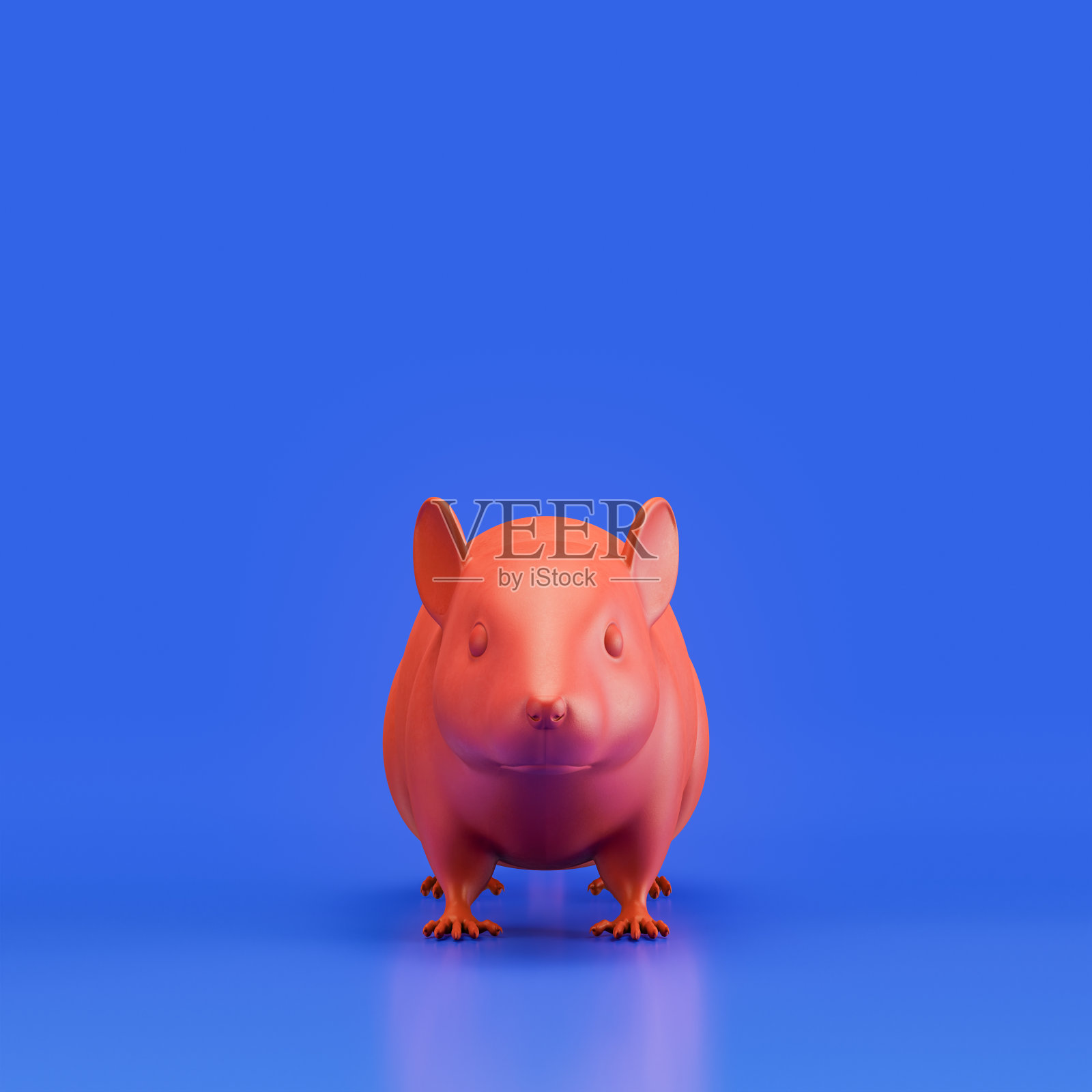 鼠标单色单色动物玩具制成的红色塑料，家养动物从正面，宠物，3d渲染照片摄影图片