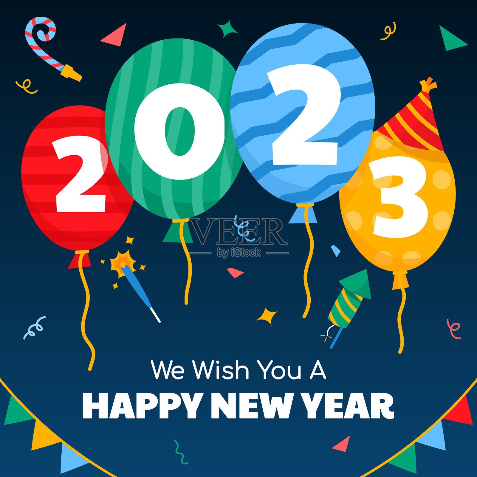 新年气球的数量插画图片素材