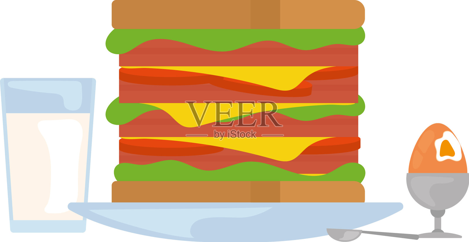 早餐三明治加煮鸡蛋设计元素图片