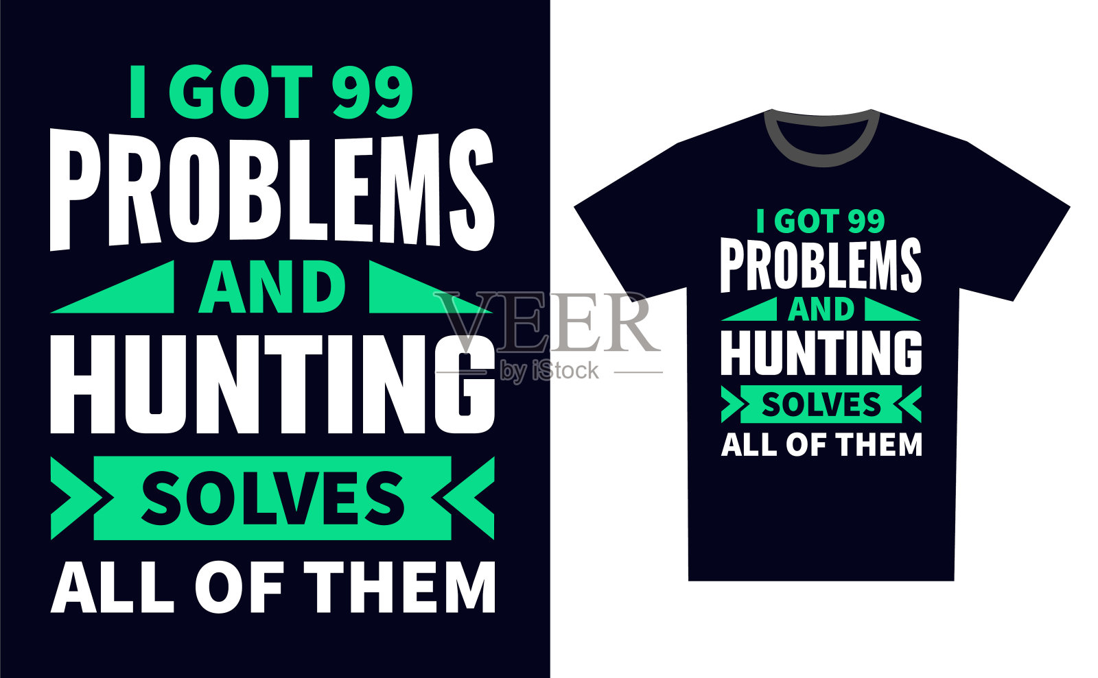 狩猎T恤设计模板矢量插画图片素材