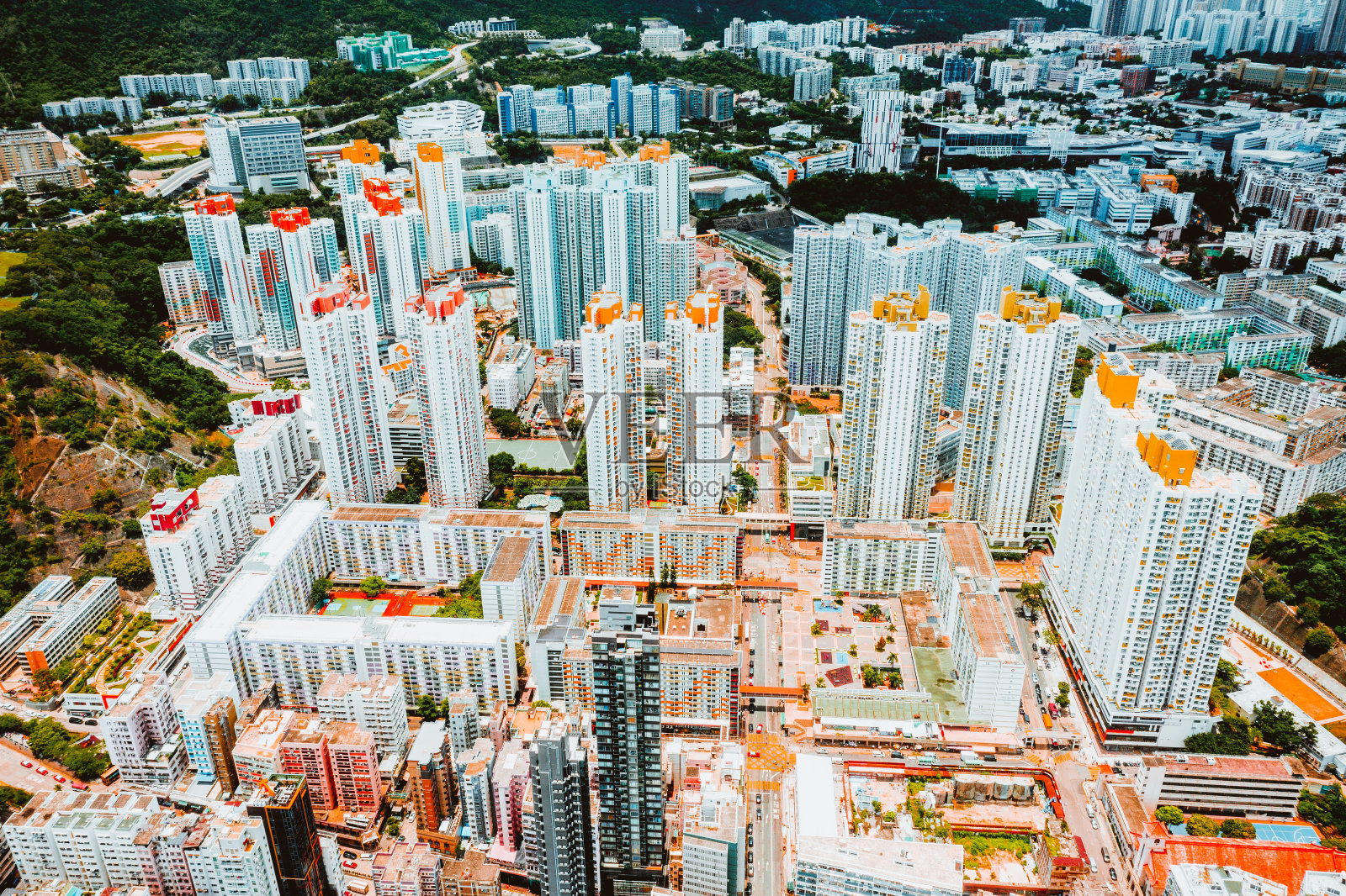 无人机视角下的香港城市风光照片摄影图片