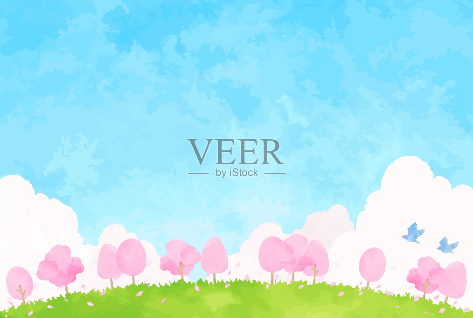 simple　spring　scenery　background　illustration插画图片素材