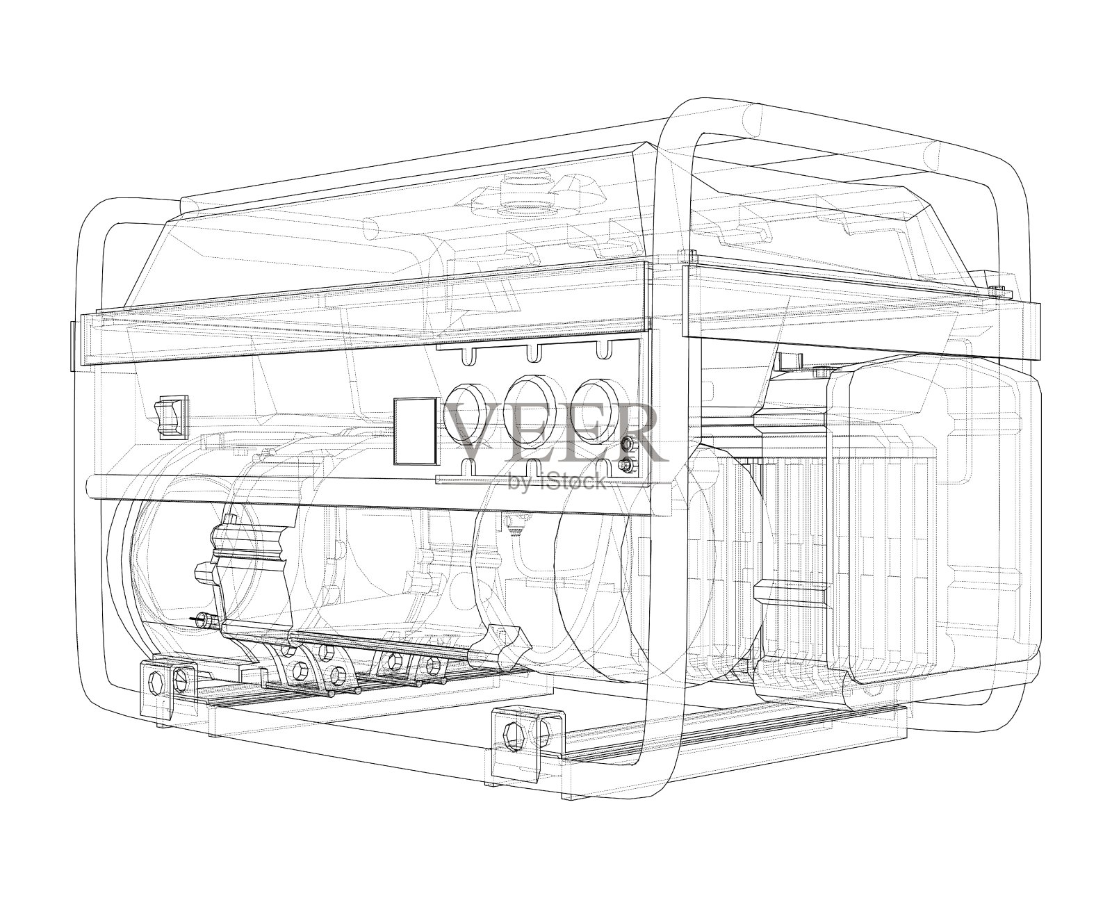 便携式发电机。向量插画图片素材