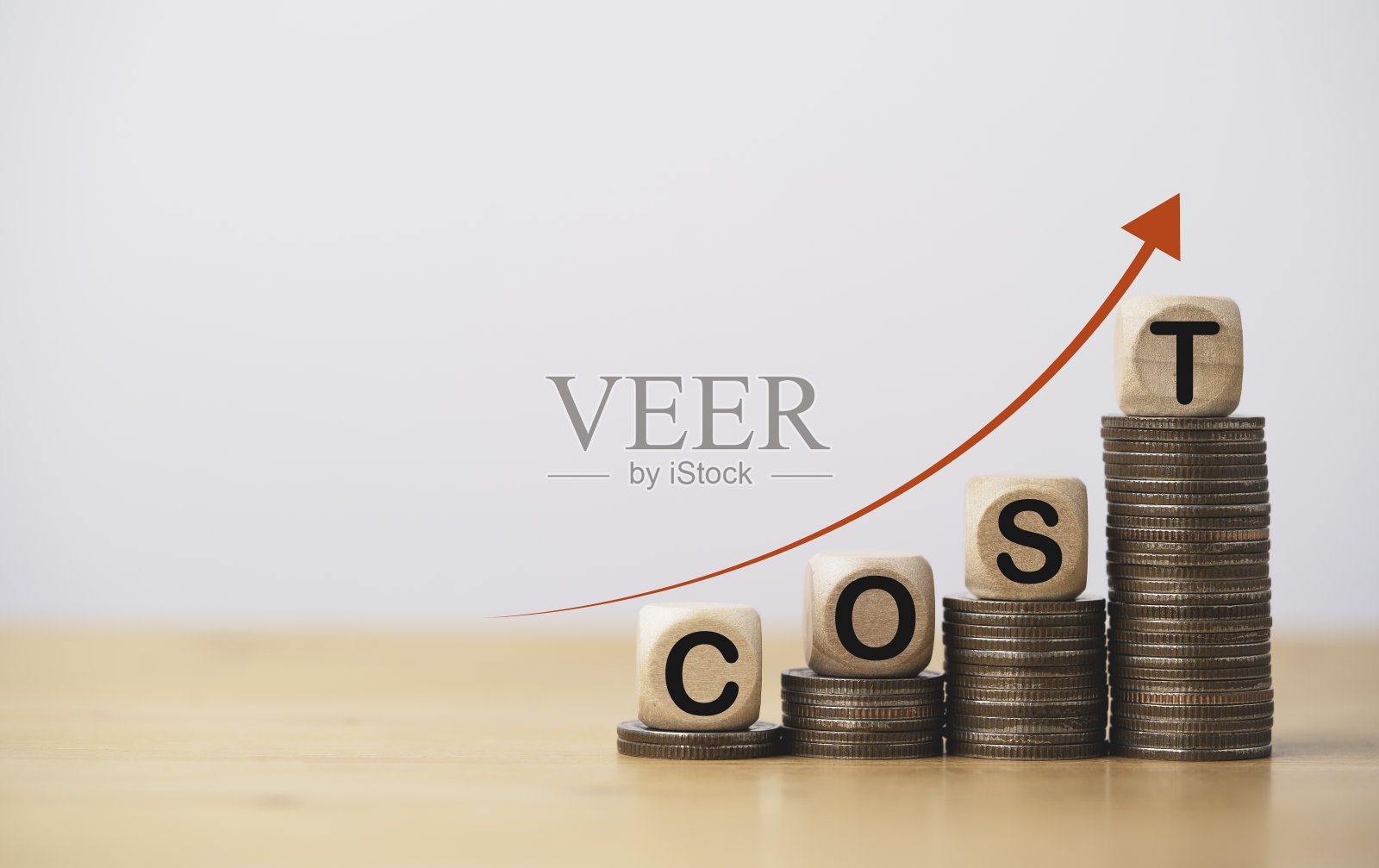 成本增长概念对产品价格上涨、通货膨胀和经济衰退概念的影响为成本增长概念的上箭头叠加。照片摄影图片