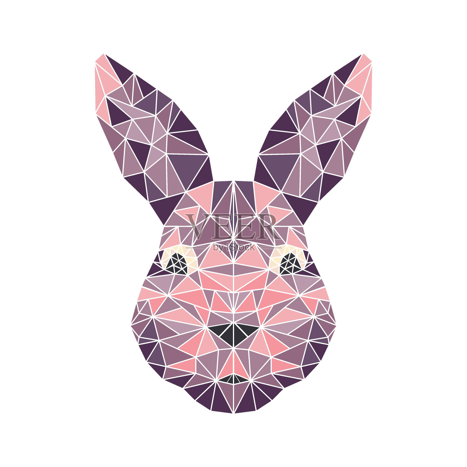 兔子低聚设计。野兔多边形艺术。矢量说明兔头在几何图形风格。色彩斑斓的三角形。2023年的象征插画图片素材