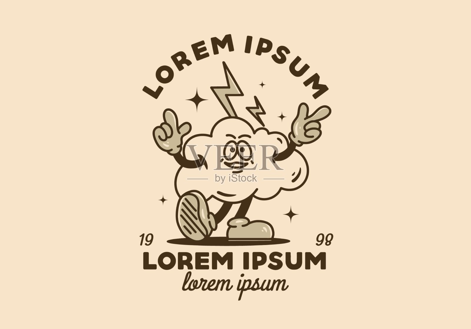 吉祥物插图设计有云和雷插画图片素材