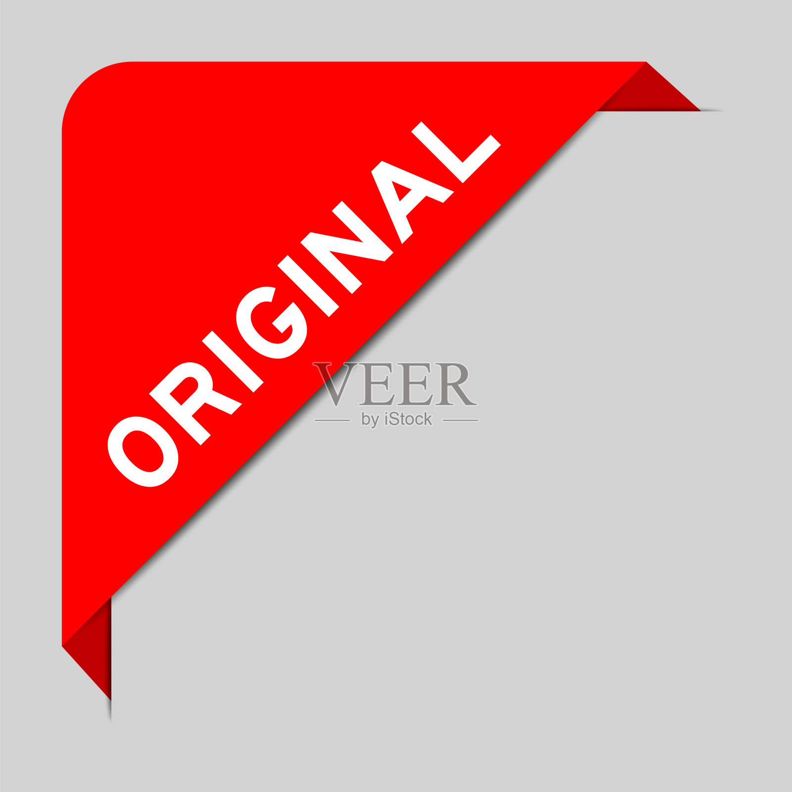 红色的角落标签横幅与文字原始在灰色背景插画图片素材