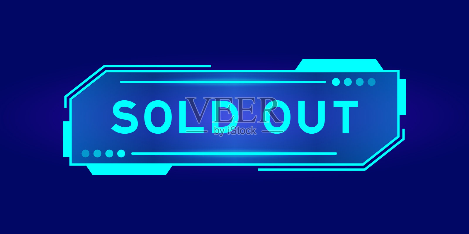 未来的hud横幅，在用户界面屏幕上的蓝色背景上已经售罄插画图片素材