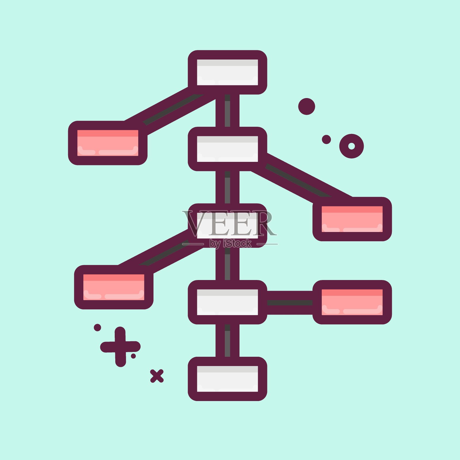 图标决策树。与机器学习符号相关。MBE风格。设计简单，可编辑。简单的说明。简单的矢量图标插画图片素材