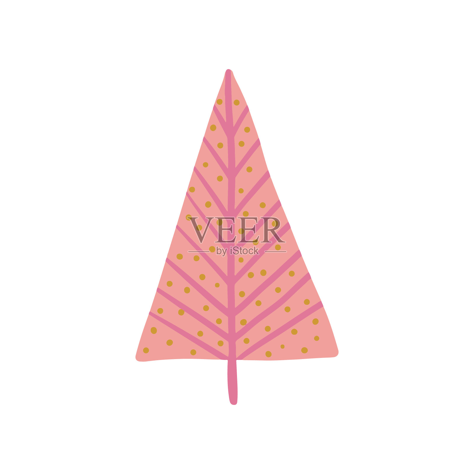 手绘圣诞树。现代波西米亚异想天开的涂鸦插图。插画图片素材