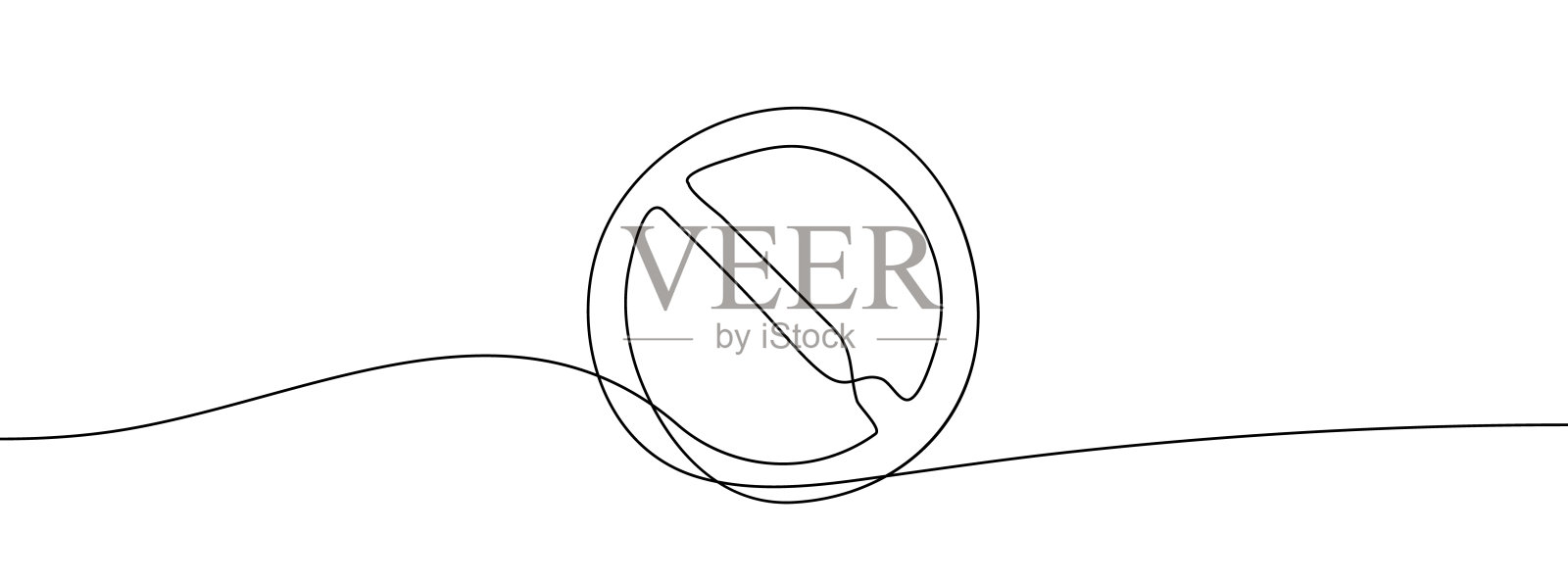 禁酒令的标志在一行画。停车标志连续线条绘制。插画图片素材