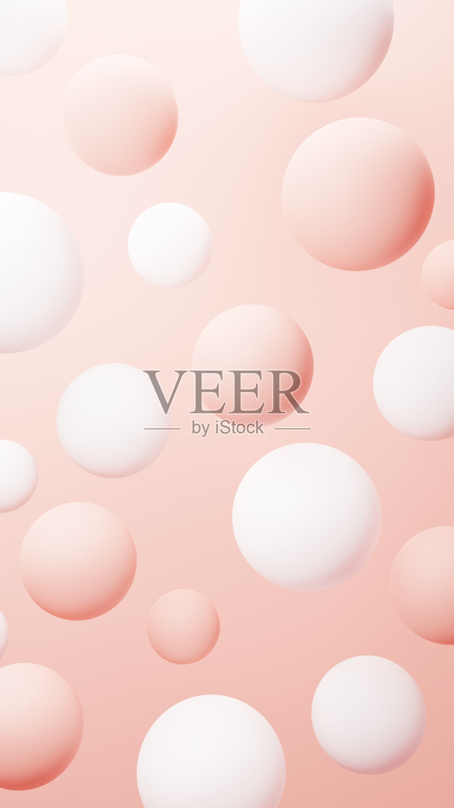 3 d演示。粉色背景上有多个白色和粉色球体。背景材料。(垂直)照片摄影图片