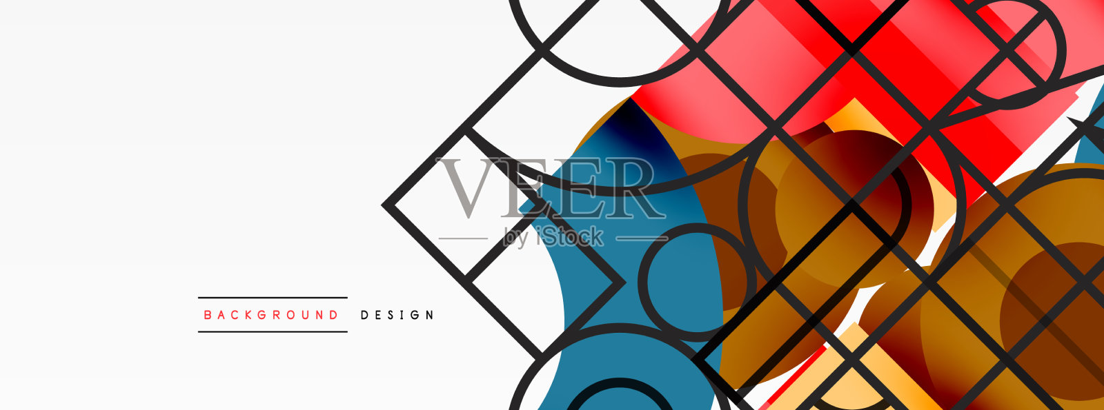 圆形和方形的几何背景圆形插画图片素材