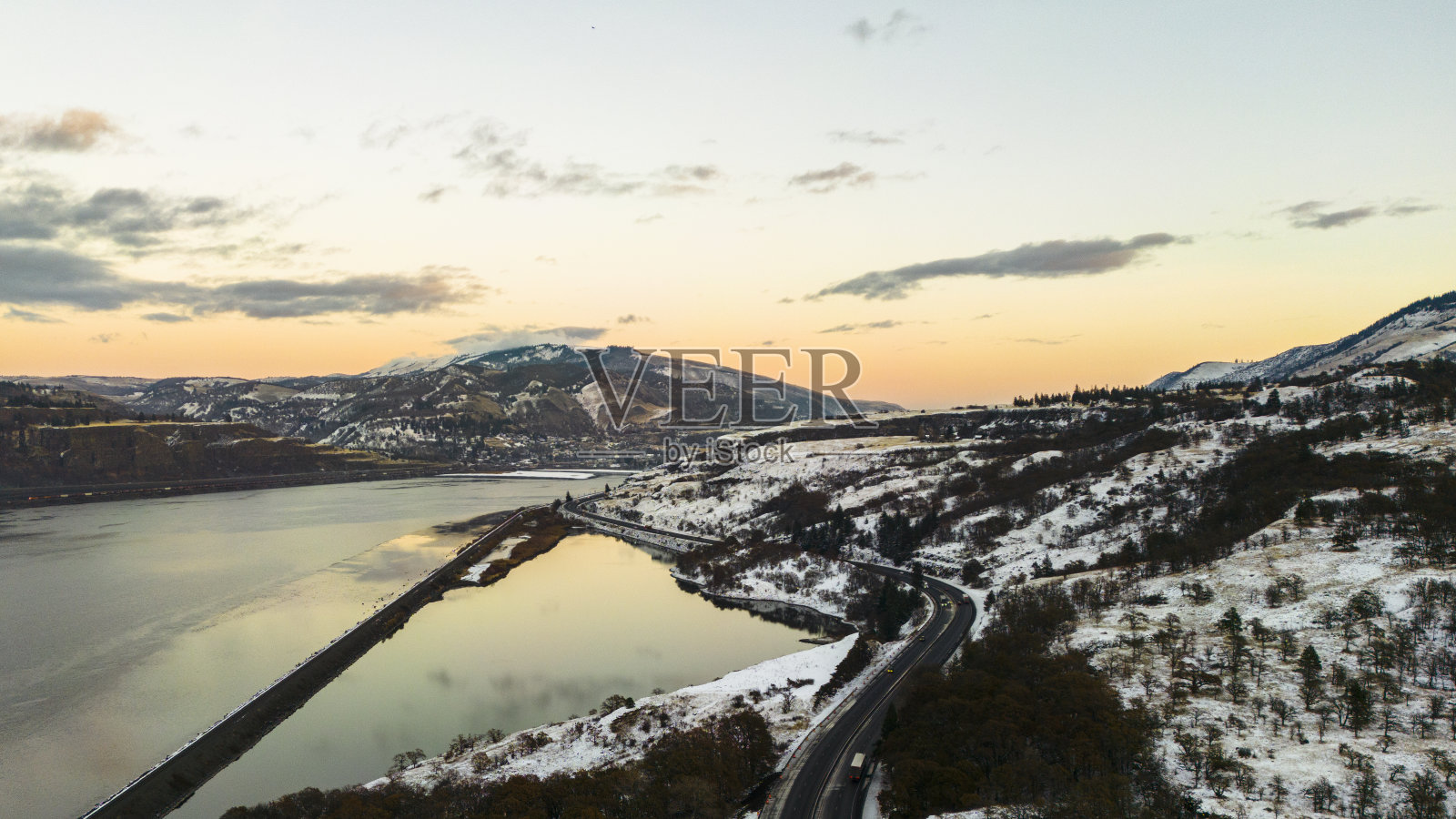 波特兰的日落哥伦比亚河峡谷照片摄影图片