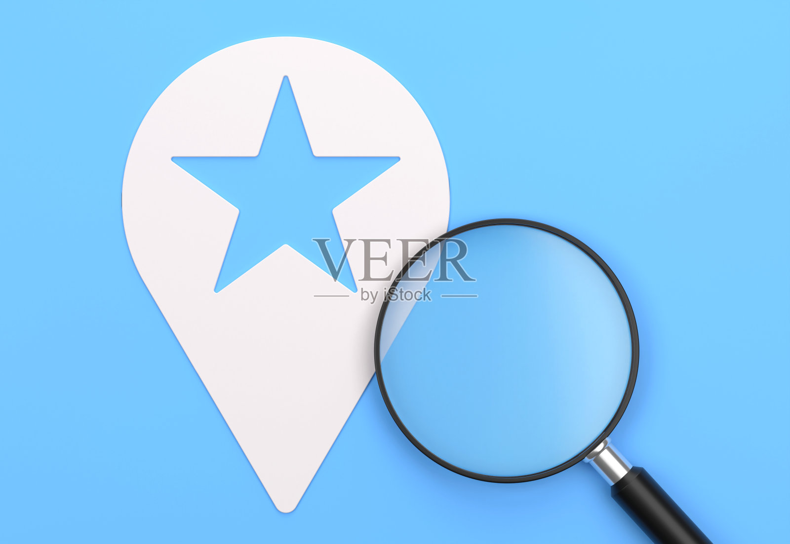 放大镜和别针形状与星形照片摄影图片