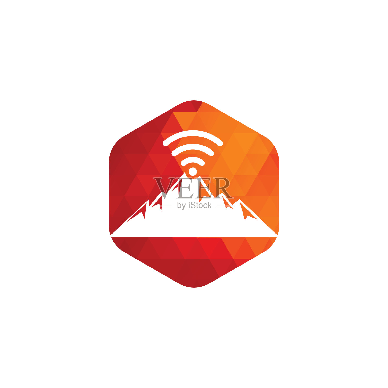 Wifi山标志图标设计。插画图片素材