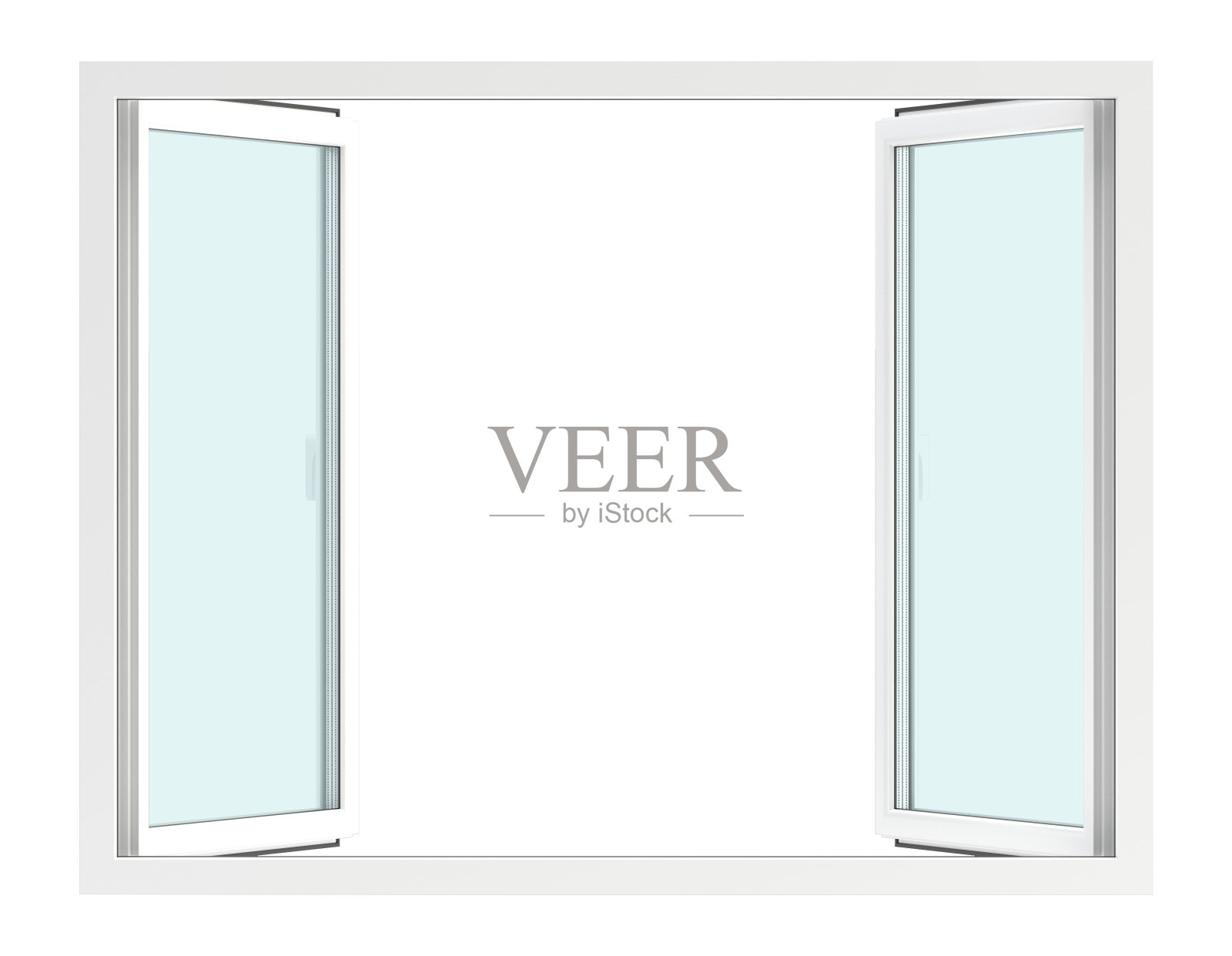 打开孤立的白色窗户照片摄影图片