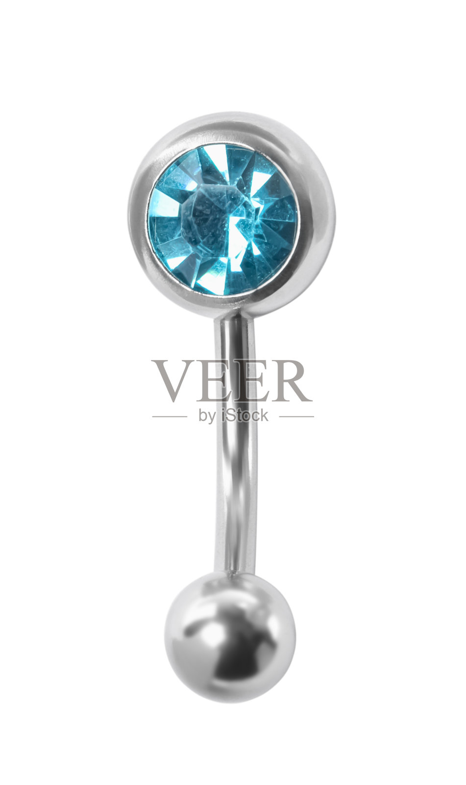 穿刺首饰。肚脐环孤立在白色上照片摄影图片